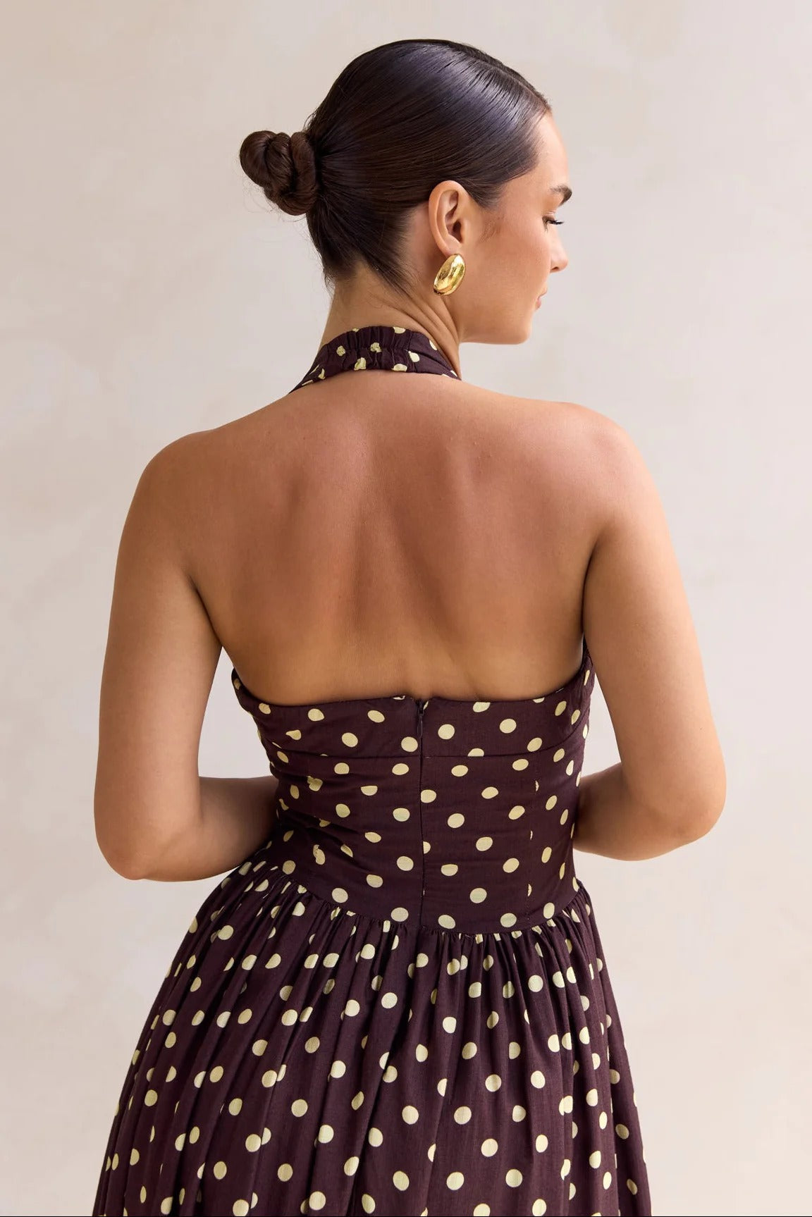 Inaya Drop Waist Polka Midi Dress