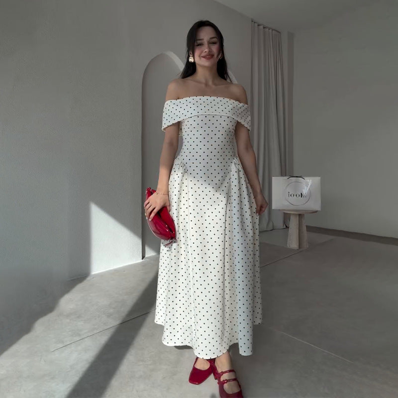 Giulia Drop Waist Polka Midi Dress
