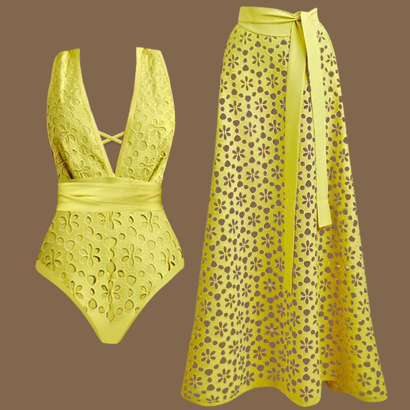 Delphina Cutout Swimsuit With Skirt
