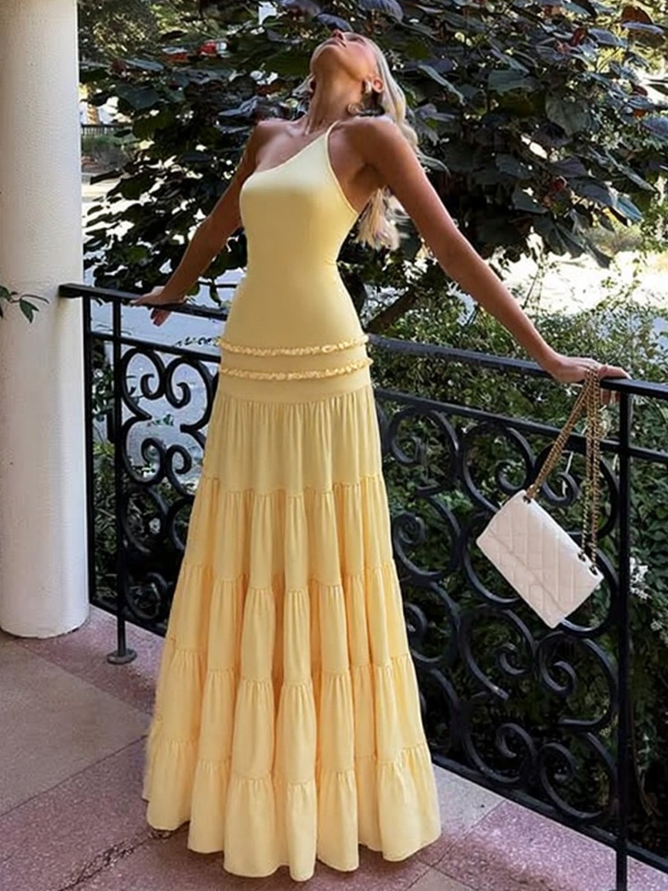 Justine Backless Layered Maxi Dress