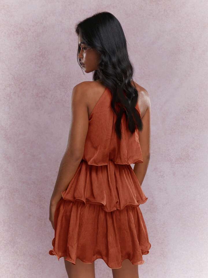 Dovie Halterneck Ruffle Mini Dress
