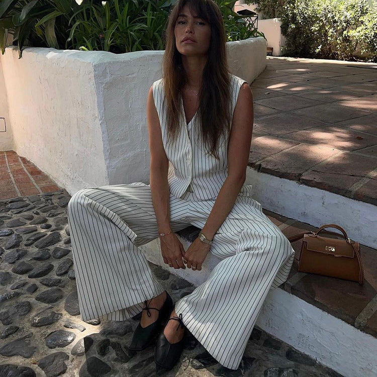 Laura Stripe Vest Coord Set
