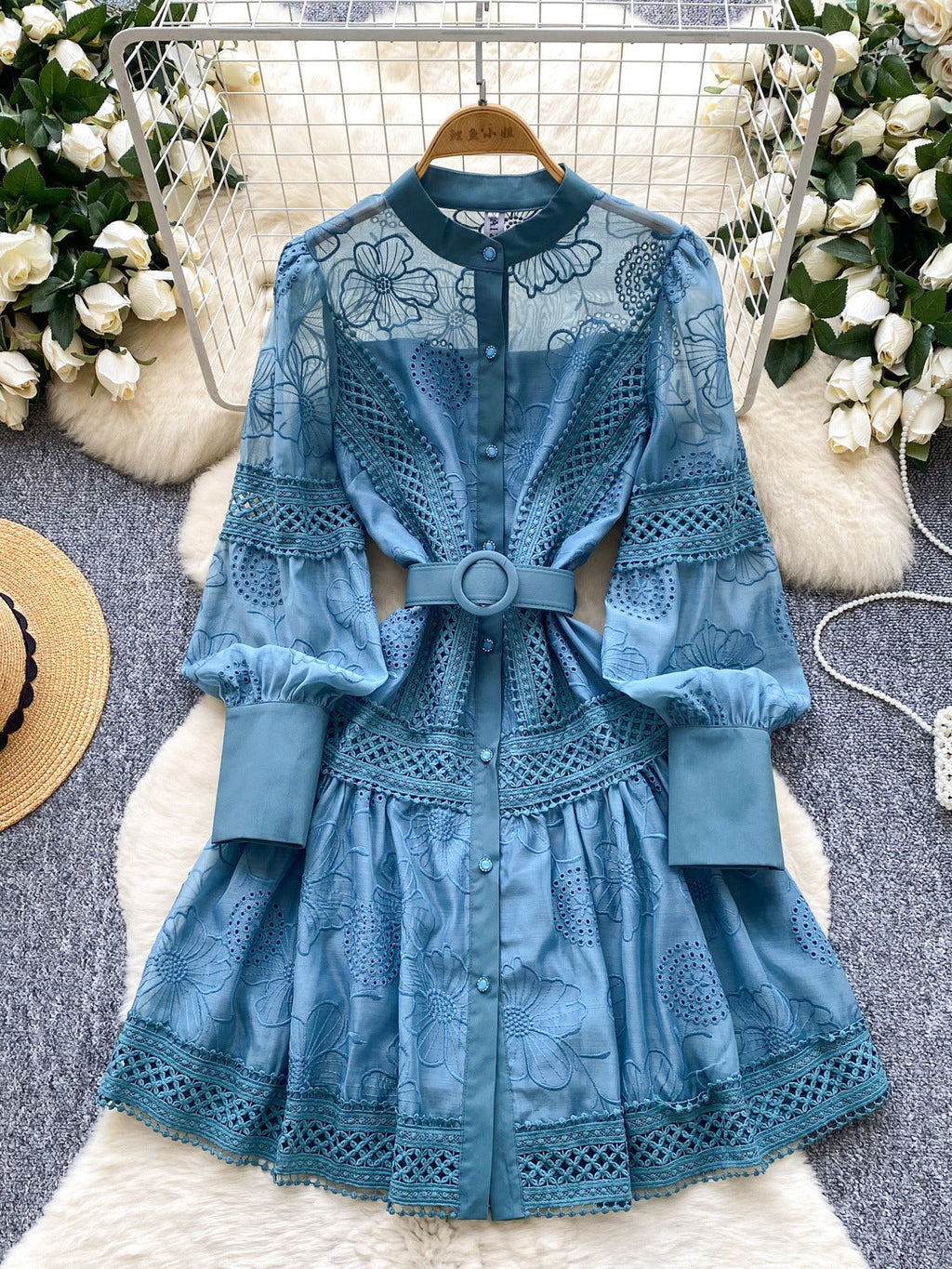 Ines Embroidered Shirt Mini Dress
