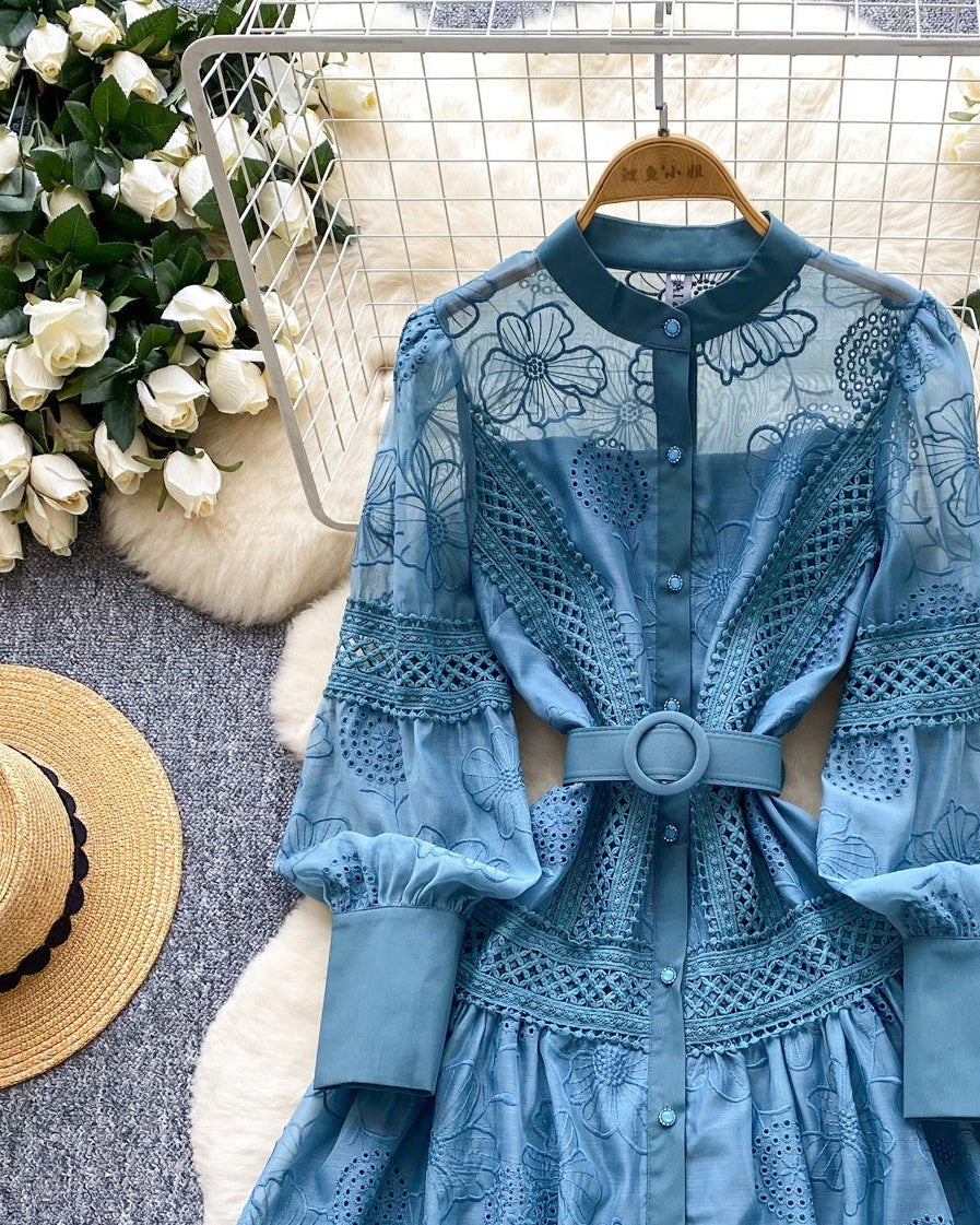 Ines Embroidered Shirt Mini Dress