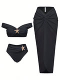 Leoine 2 Pcs Cutout Swimsuit With Skirt