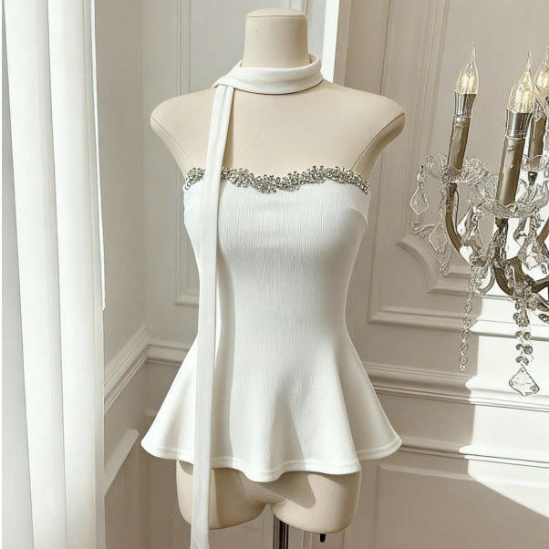 Hazel Embellished Padded Top With Scarf