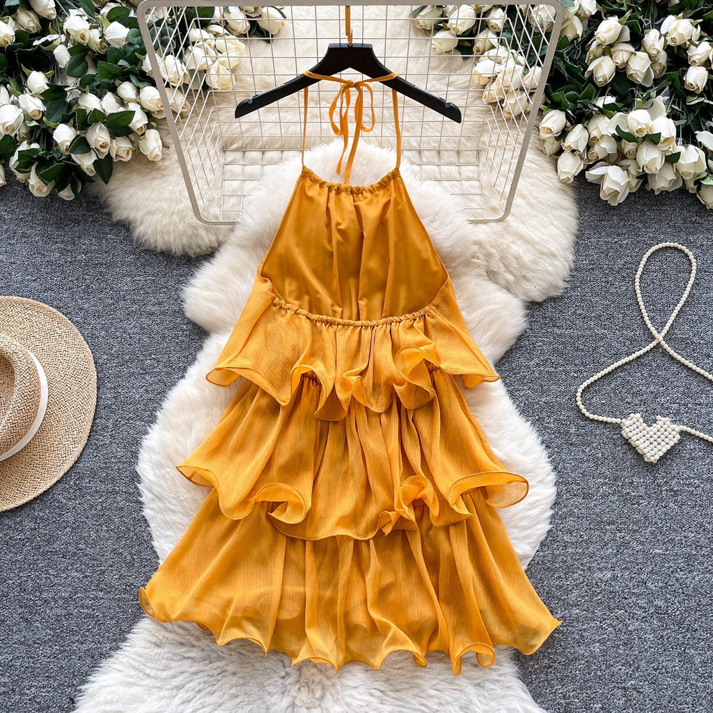 Adela Halterneck Ruffle Mini Dress