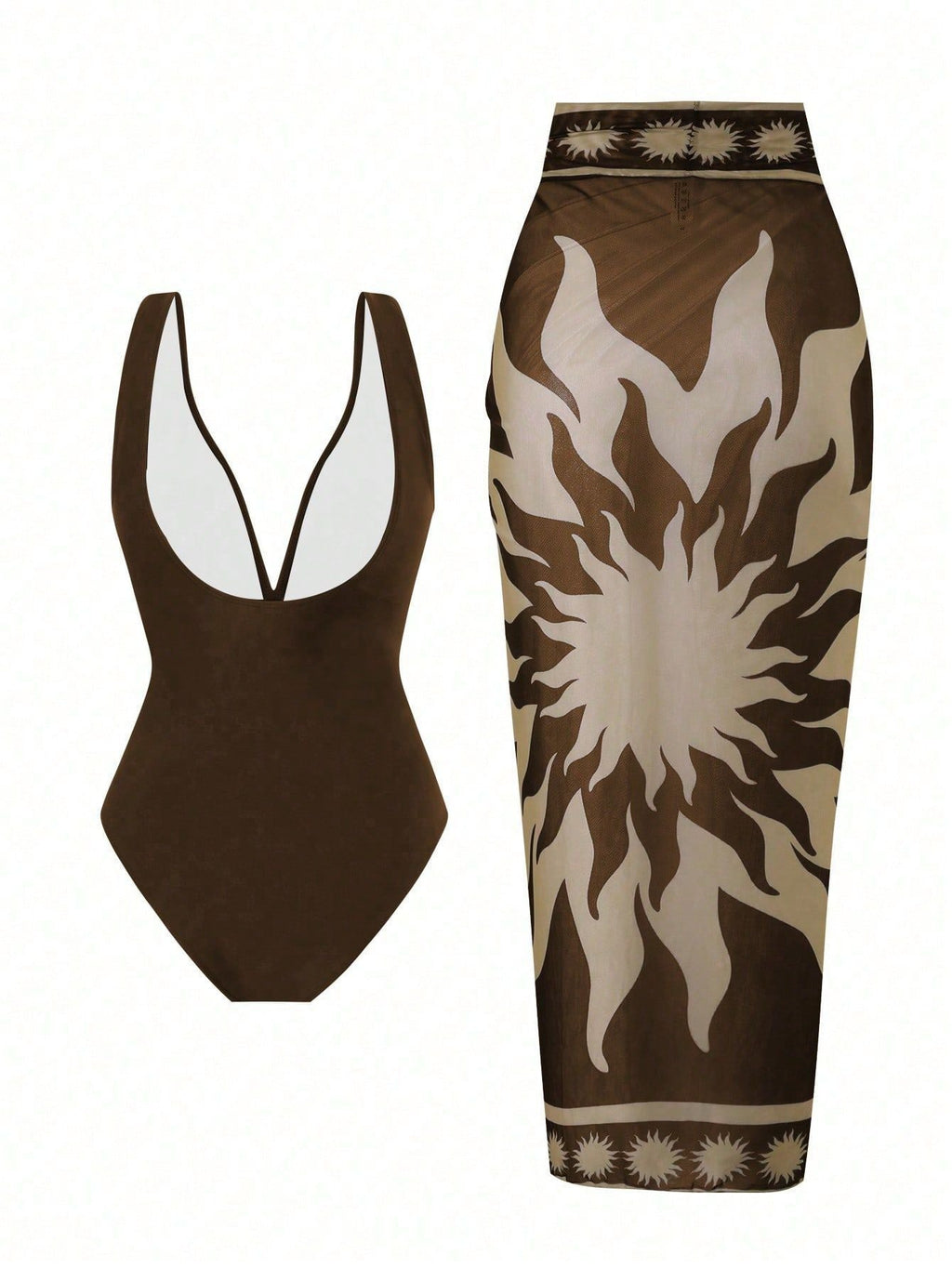 Zelie Printed Swimsuit With Sarong