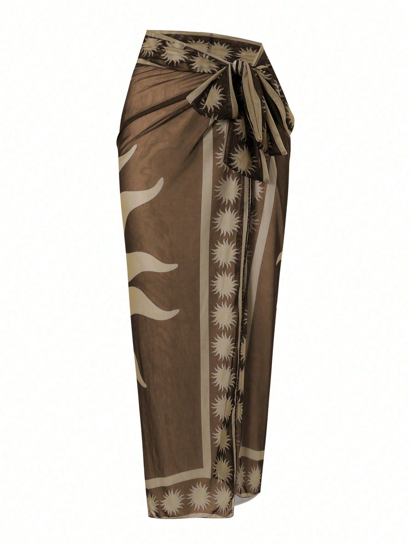 Zelie Printed Swimsuit With Sarong