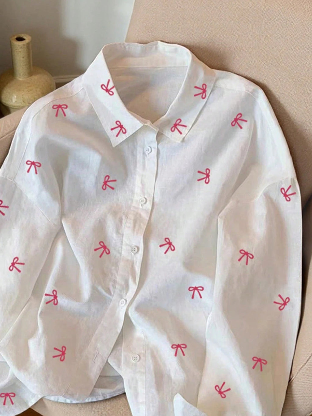 Diletta Bow Summer Cotton Shirt