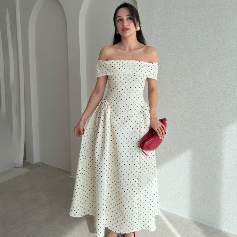 Giulia Drop Waist Polka Midi Dress