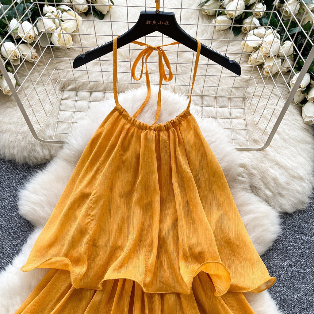 Adela Halterneck Ruffle Mini Dress