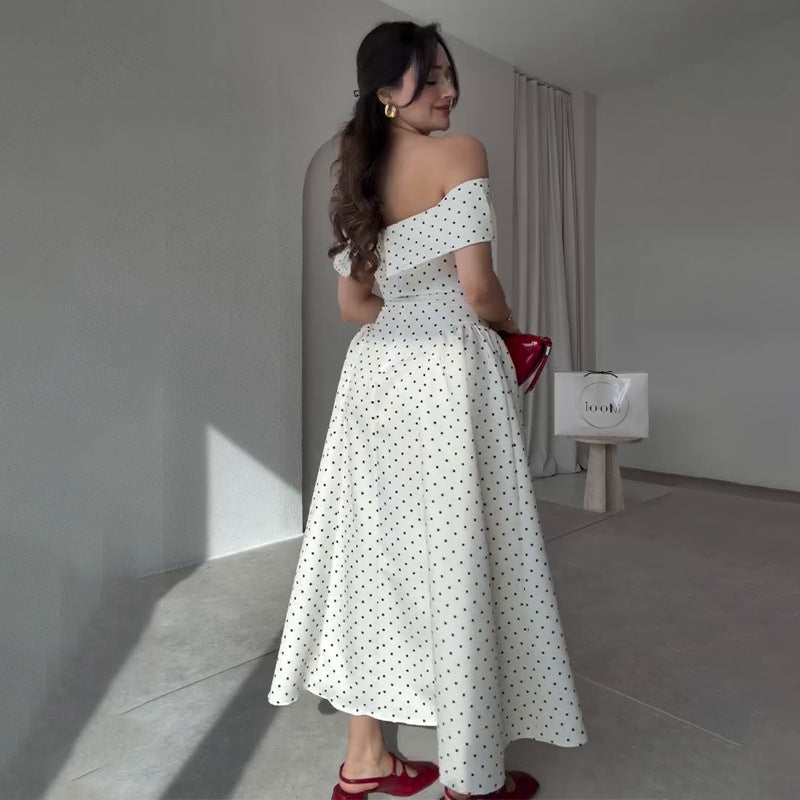 Giulia Drop Waist Polka Midi Dress
