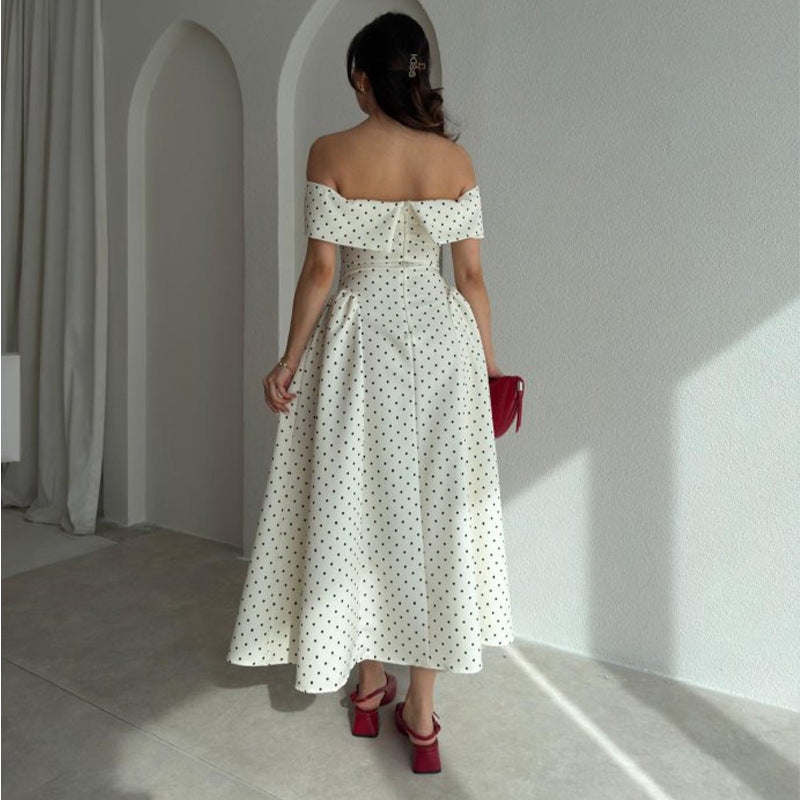 Giulia Drop Waist Polka Midi Dress