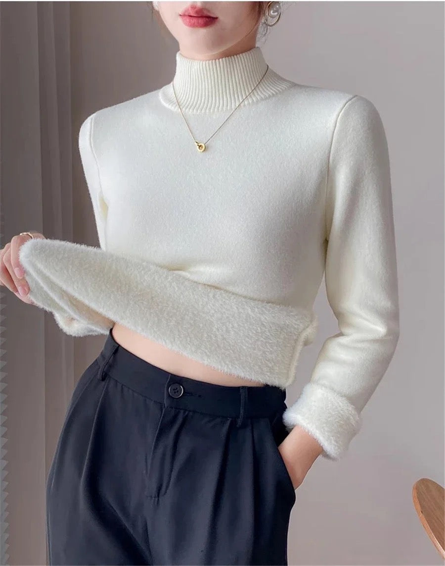 Barisa Fleece Lined Premium Sweater In Beige
