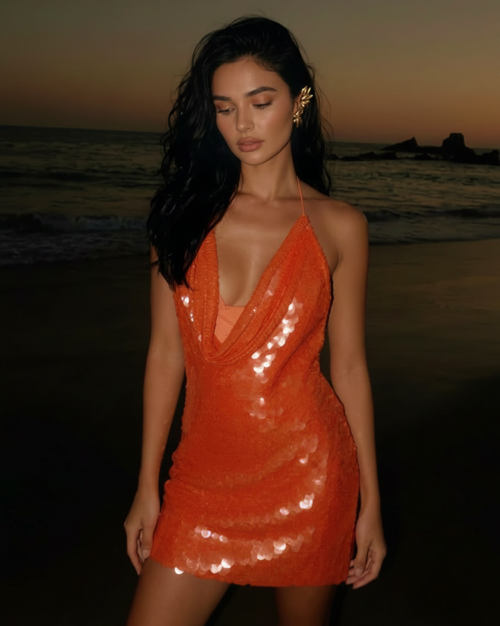 Edith Backless Sequin Mini Dress