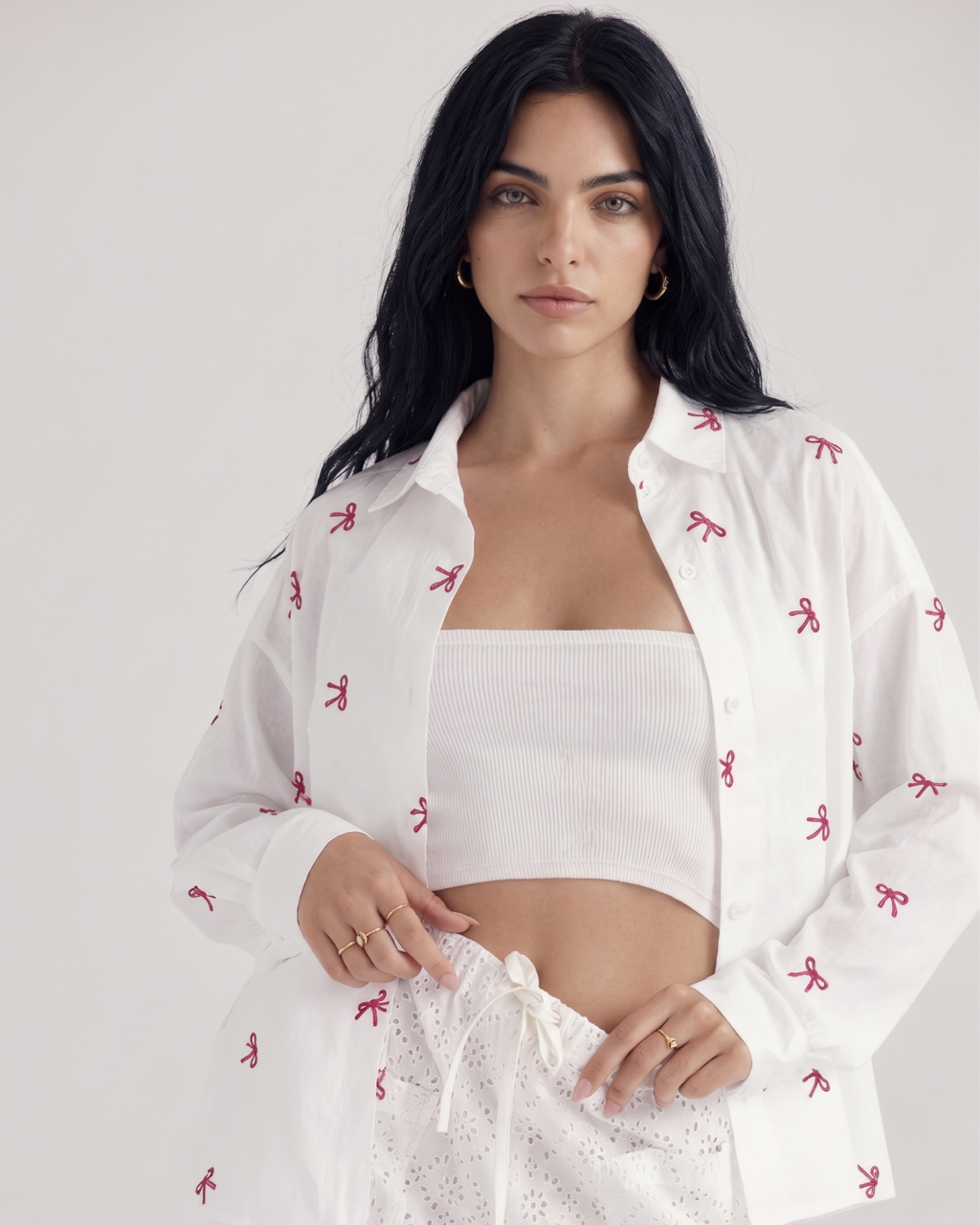Diletta Bow Summer Cotton Shirt