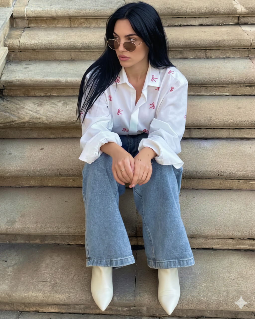 Diletta Bow Summer Cotton Shirt