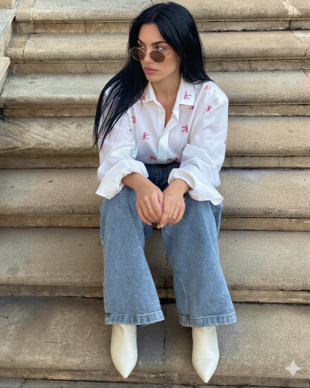 Diletta Bow Summer Cotton Shirt