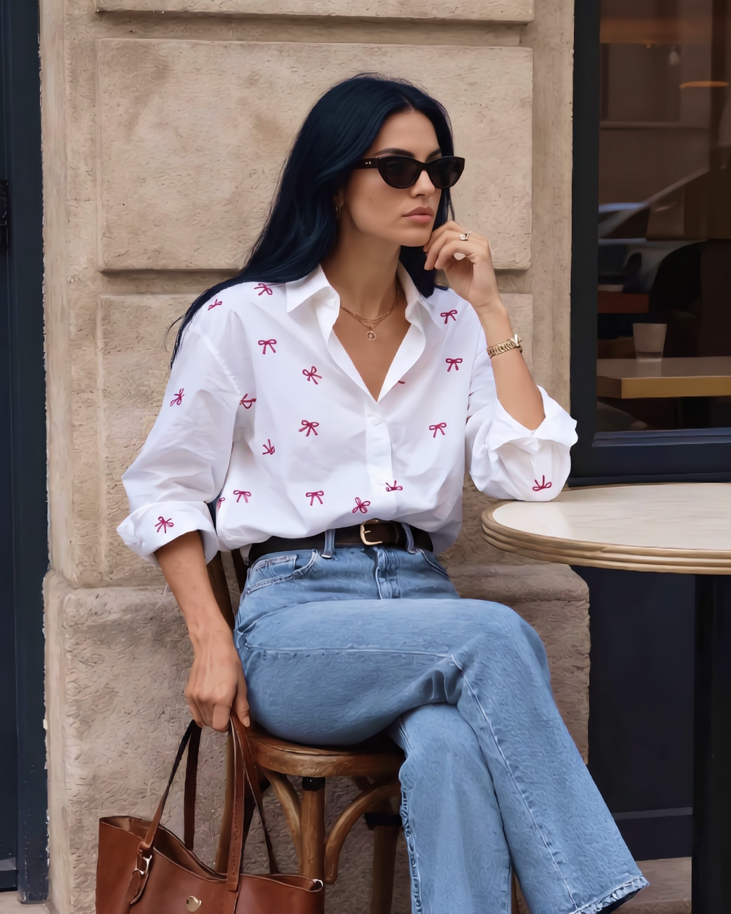 Diletta Bow Summer Cotton Shirt
