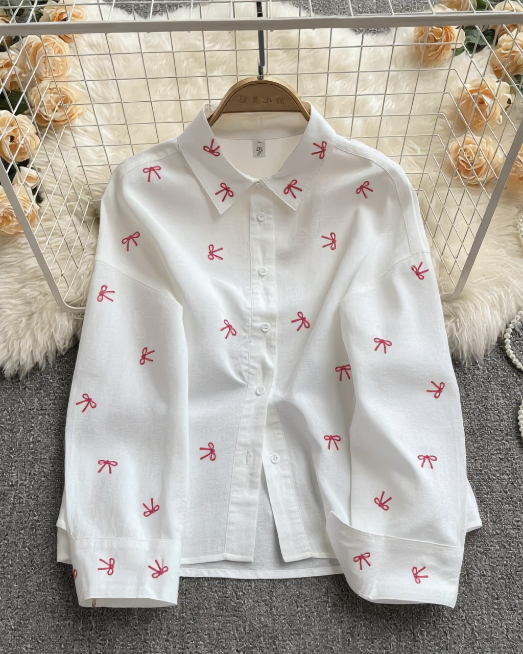 Diletta Bow Summer Cotton Shirt