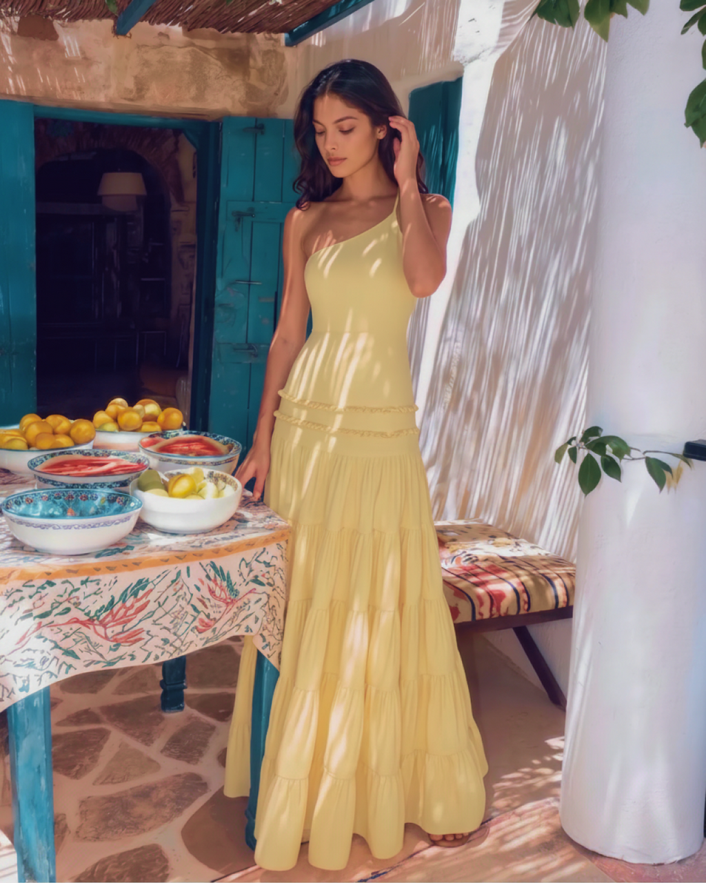 Justine Backless Layered Maxi Dress