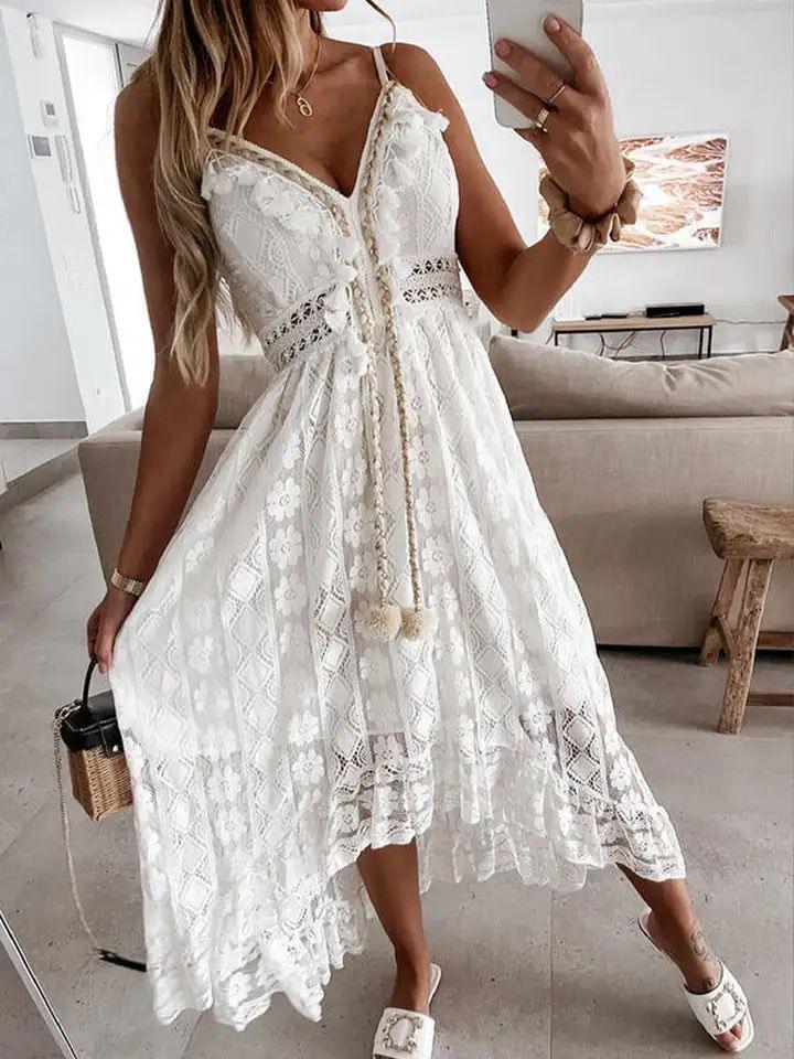 Semenna Lace Patchwork Dress InåÊWhite