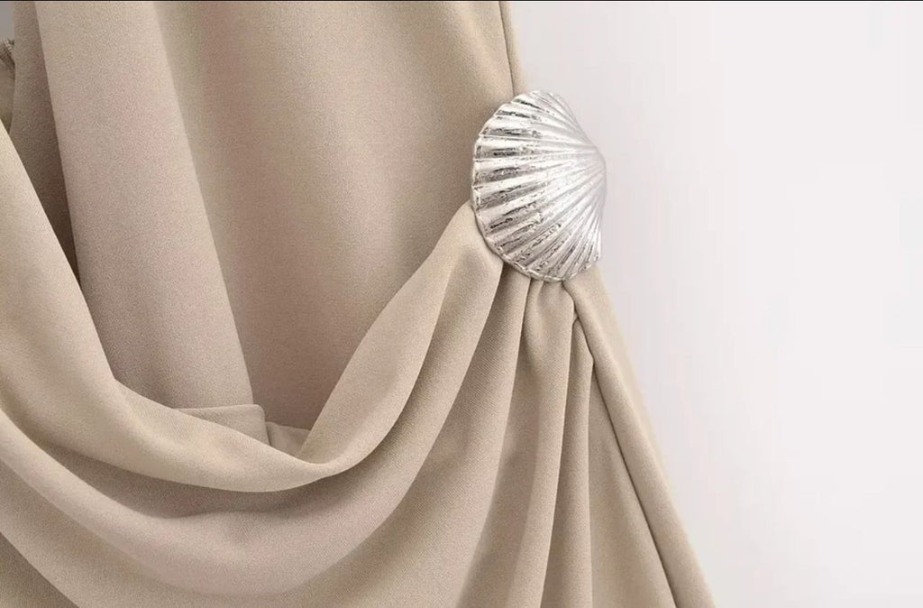 Kia Halterneck Maxi Dress In Beige