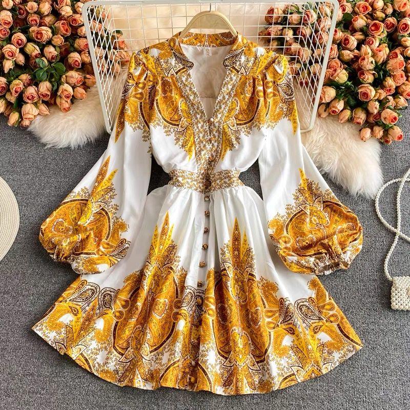 Gresse Floral Dress In Yellow
