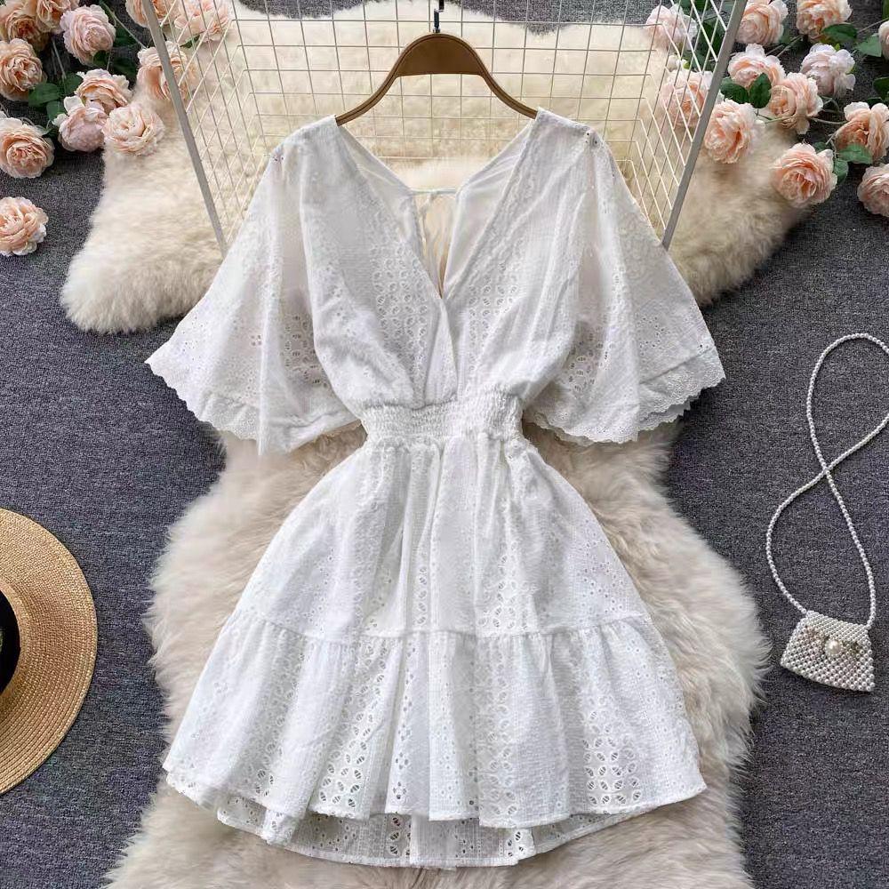 Pepe Eyelet Dress In Yellow