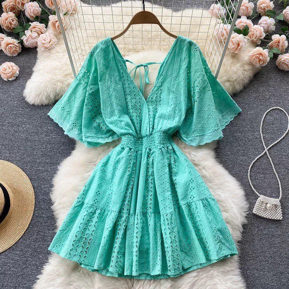 Pepe Eyelet Dress In Yellow