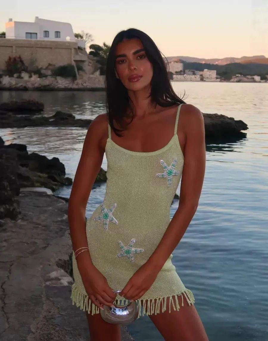 Fiorella Crochet Holiday Mini Dress