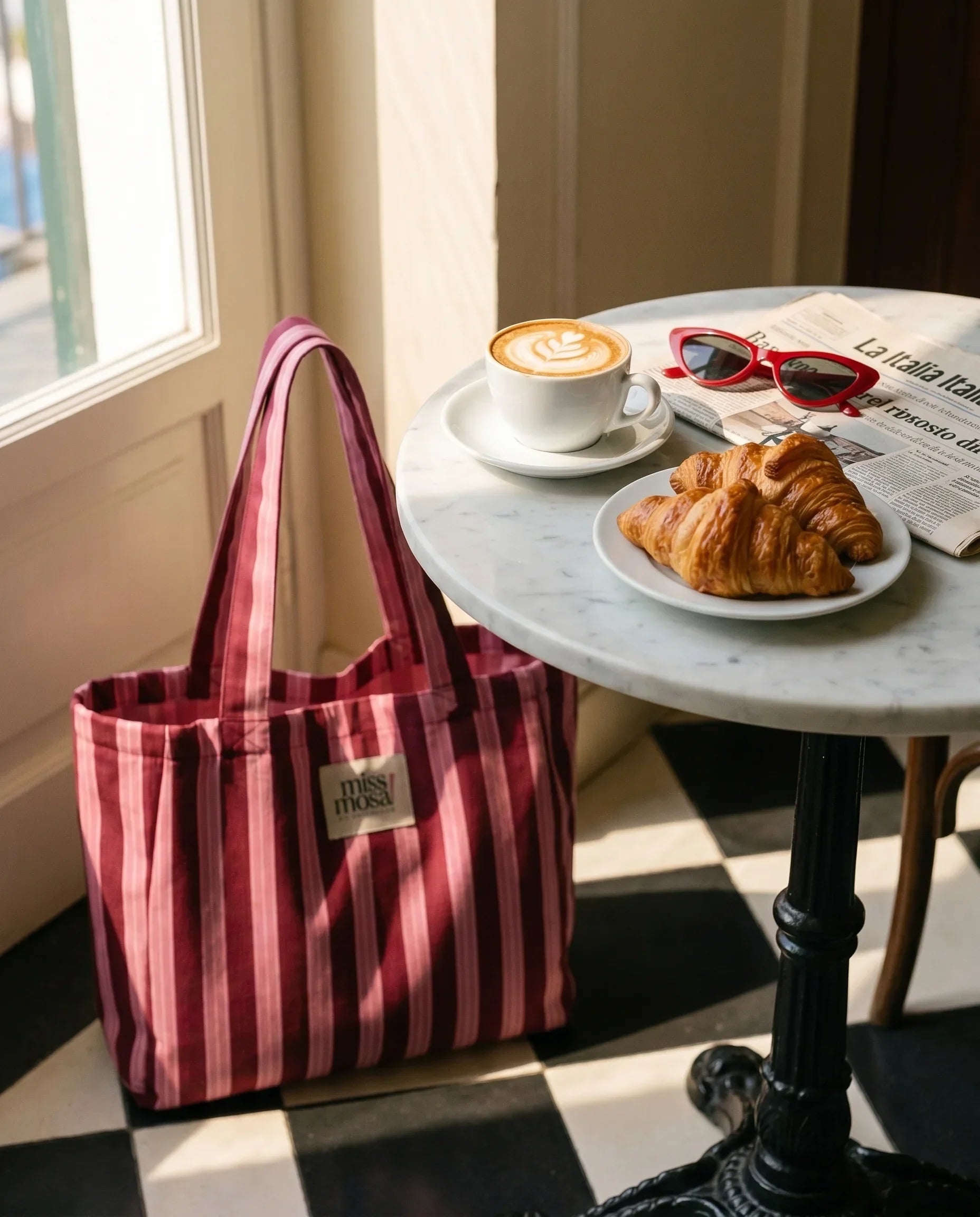 The Miss Mosa Tote Bag - Pink Striped