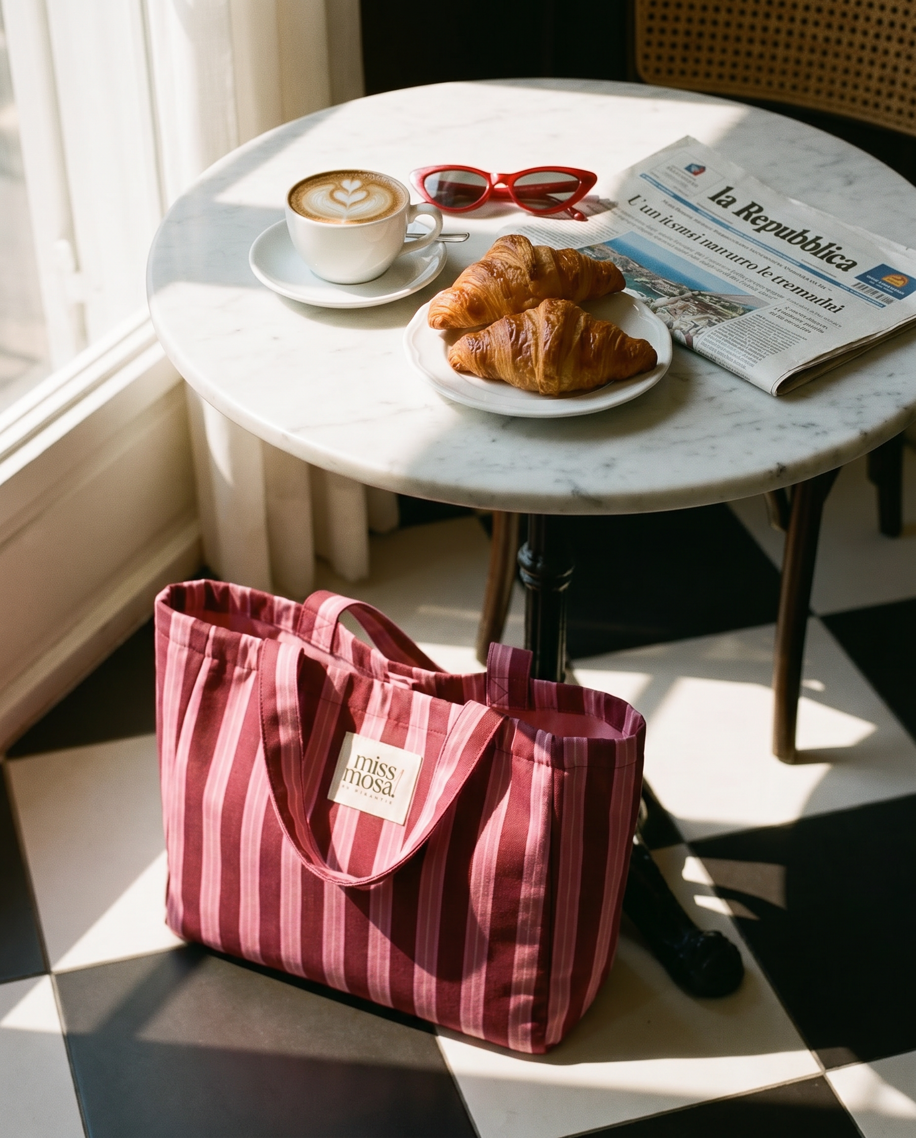 The Miss Mosa Tote Bag - Pink Striped