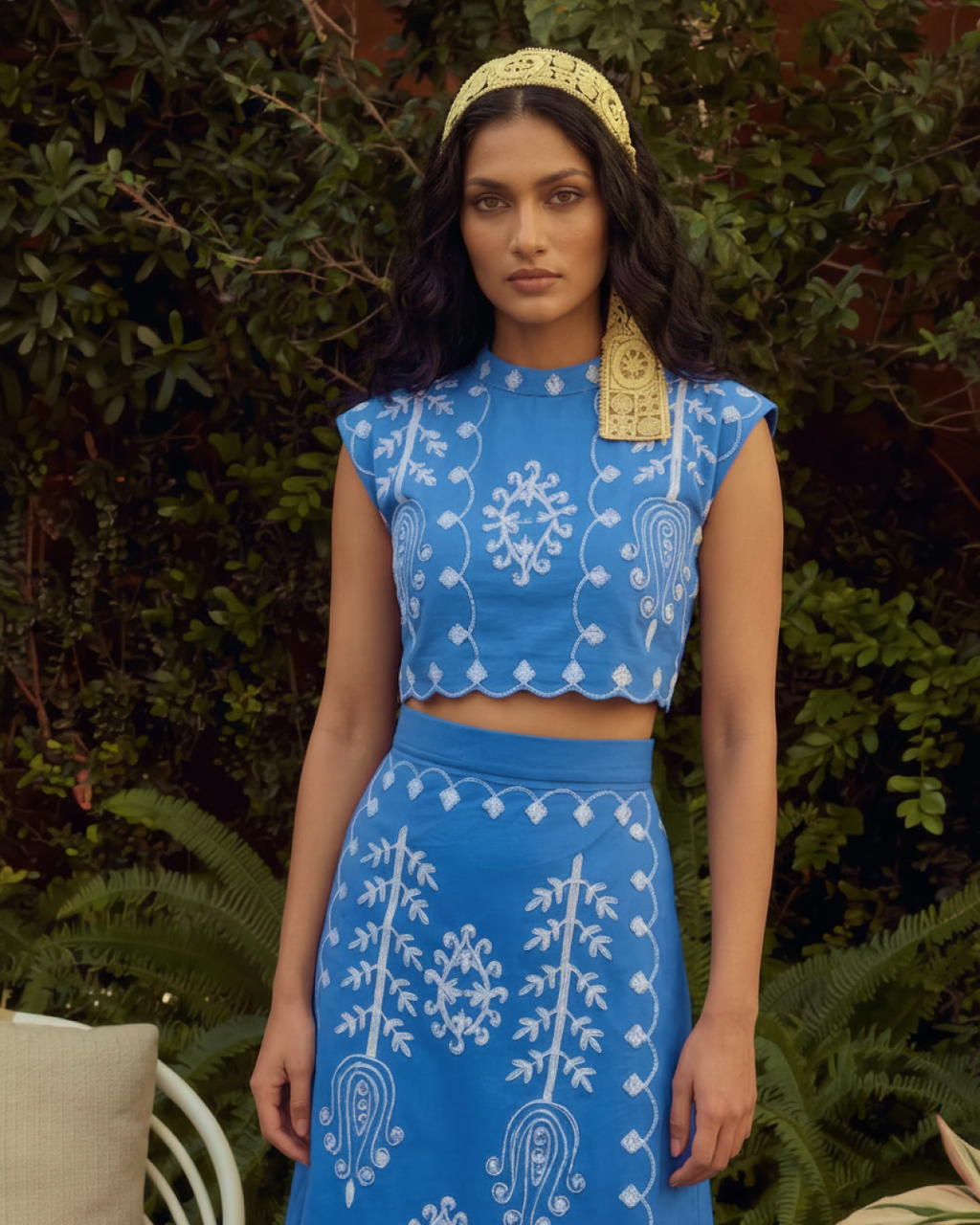 Louella Summer Set of Top and Skirt In Blue