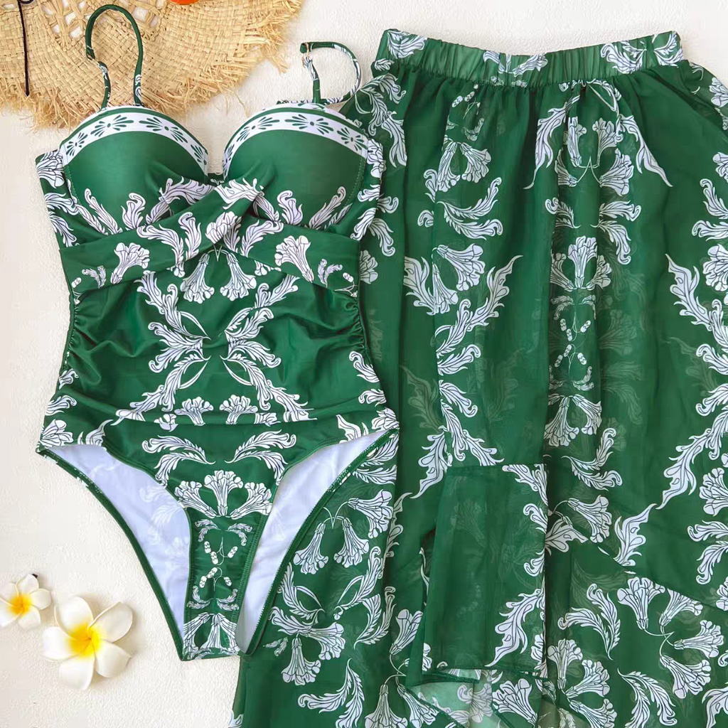 Coralie Printed Swimsuit With Skirt