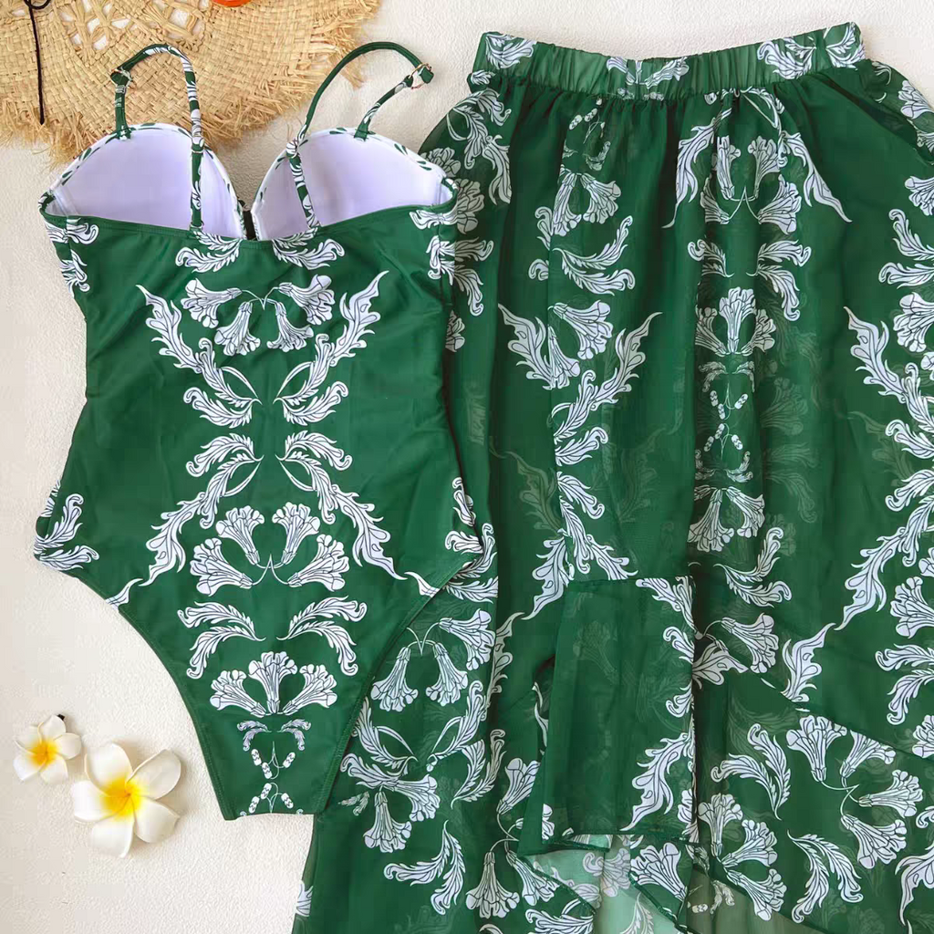 Coralie Printed Swimsuit With Skirt