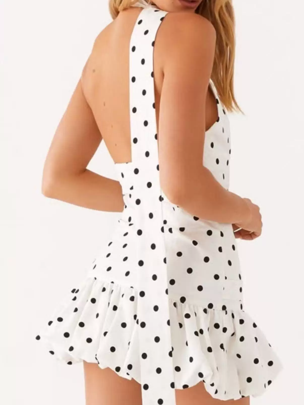 Iris Balloon Polka Mini Dress With Belt